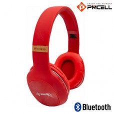 Headphone Bluetooth/P2/SD e Rádio FM PMCELL HP-43 Vermelho Prata